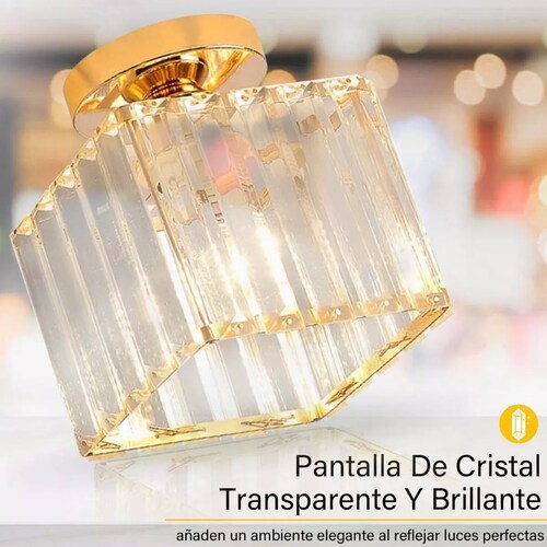 Lámpara De Techo Lámparas Colgante Modernas Cristal Dorado Cuadrado