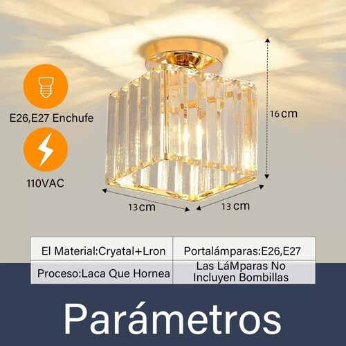 Lámpara De Techo Lámparas Colgante Modernas Cristal Dorado Cuadrado