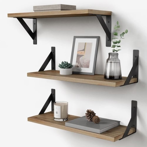3 Repisas Flotante Madera Minimalista Muebles Hogar Decorar Marrón claro
