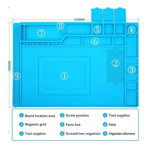 Tapete Antiestatico Reparación Levatador Magnetico De 45 aZUL