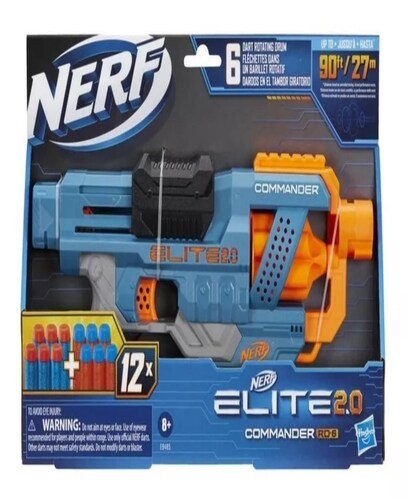 Lanzador Nerf Elite 2.0 Commander Rd 6 Con 12 Dardos 8+
