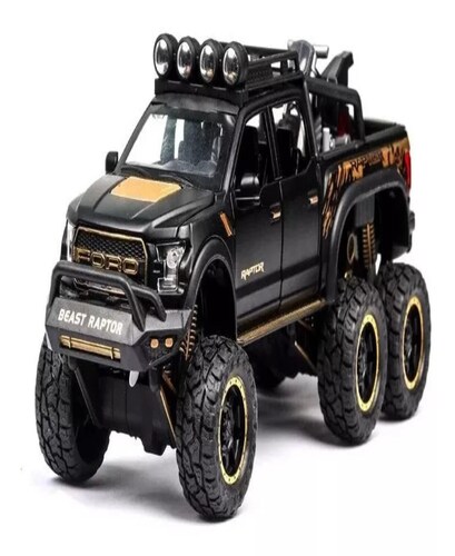 Ford Raptor F150 Tuning Edition Miniatura Metal Autos 1:28 Color Negro.