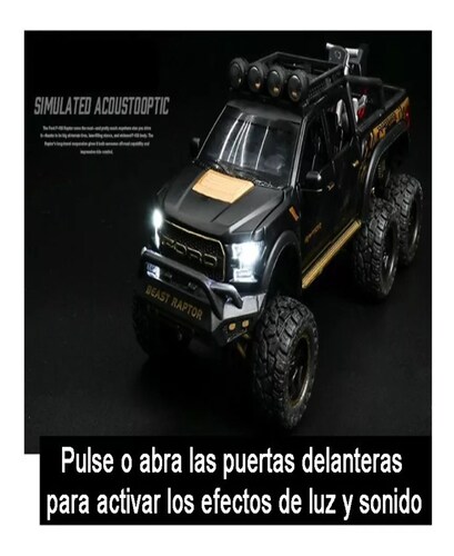 Ford Raptor F150 Tuning Edition Miniatura Metal Autos 1:28 Color Negro.