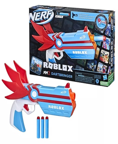 Lanzador Nerf Elite Roblox Mm2 Dartbringer Con 3 Dardos 8+.