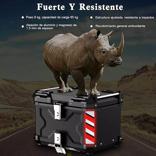 Caja Para Moto Top Case Maletero Todo El Aluminio 45l Negro