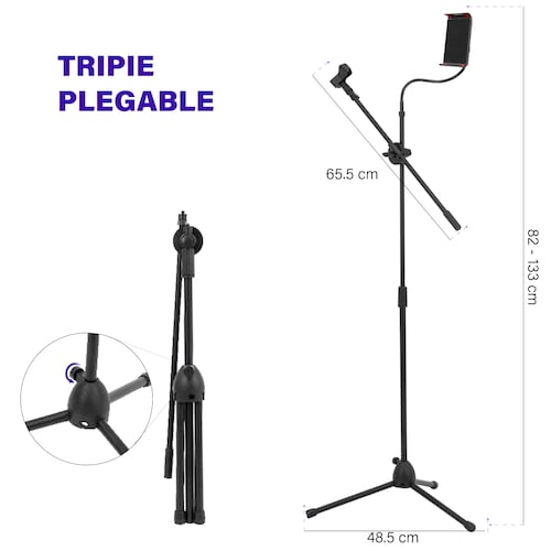 Soporte para Micrófono y Tablet con Altura y Ángulo Ajustables, Atril  Profesional Karaoke con Soporte para