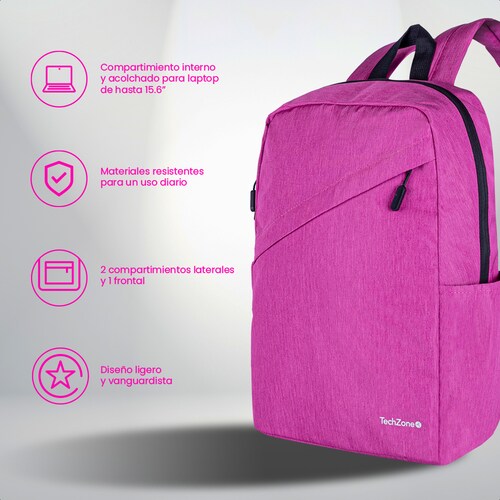 BACKPACK TECHZONE PORTA LAPTOP GRAN RESISTENCIA CLASSIC PINK