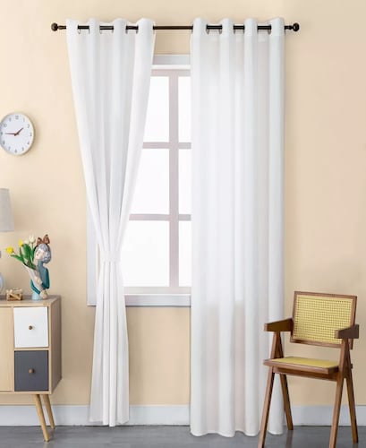 Cortinas Traslucida Juego 274x214cm Habitacion En 2 Pieza.
