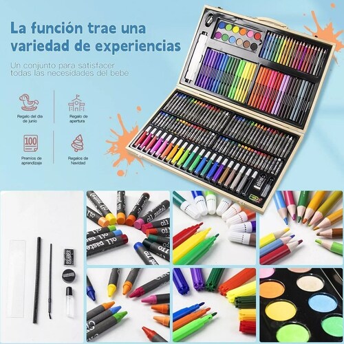 Kit De Dibujo Arte Acuarelas Marcadores Colores X 180 Pcs