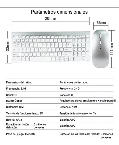 Teclado Wireless Ratón Inalámbricos Español Computadora Kit.