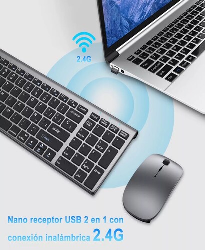 Kit Teclado Y Mouse Inalambrico Español Portátil Por Laptop.