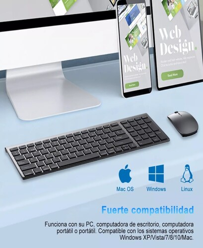 Kit Teclado Y Mouse Inalambrico Español Portátil Por Laptop.