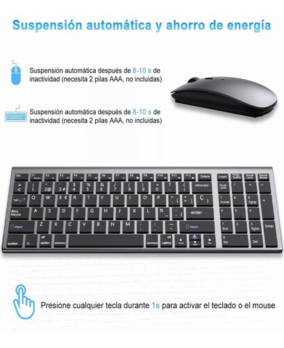Kit Teclado Y Mouse Inalambrico Español Portátil Por Laptop.