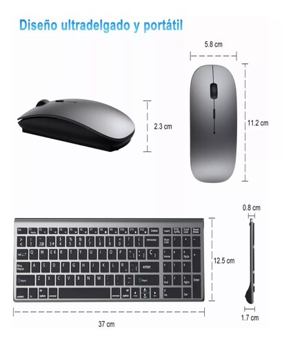 Kit Teclado Y Mouse Inalambrico Español Portátil Por Laptop.