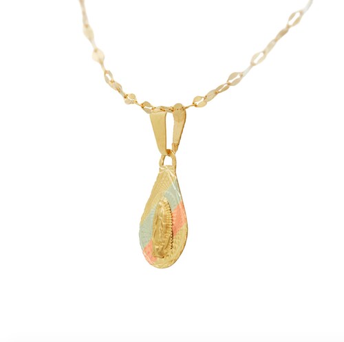  Preciosa Medalla Virgen de Gpe. con Cadena Primera Comunión/Bautizo Oro 10 Kilates. Oro Fino Joyería.
