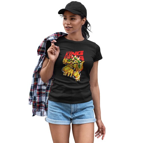 Playera Casual Negra Dama Juegos Video Mario Bros Bowser