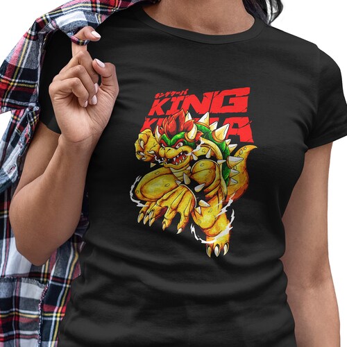 Playera Casual Negra Dama Juegos Video Mario Bros Bowser