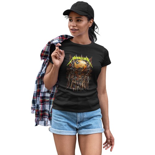 Playera Casual Negra Metallica Banda Heavy Metal para Dama