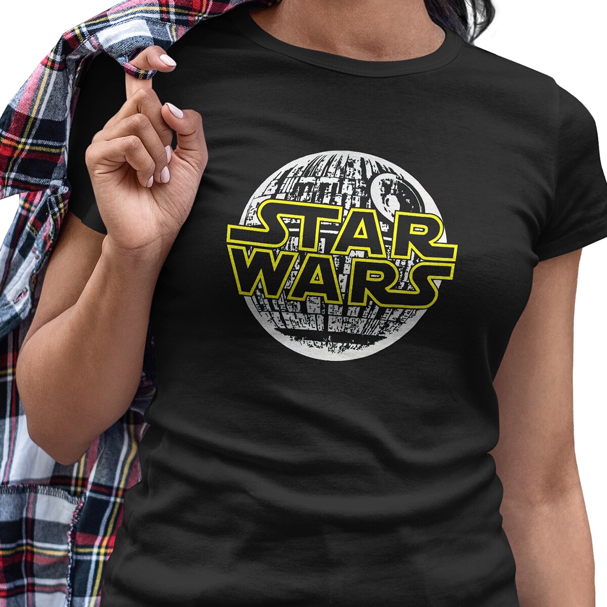 Playera Casual Negra Dama Star Wars Estrella de la Muerte