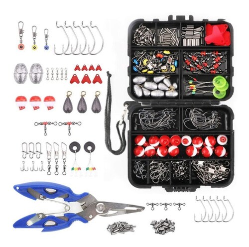 Kit De Accesorios Para Pesca 264 Piezas Con Caja Negro