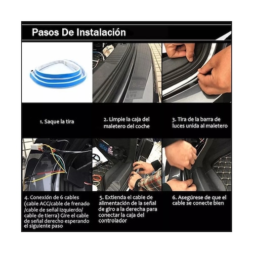 Tira Led Cajuela Auto Azul Glacial Secuencial Color Tunning