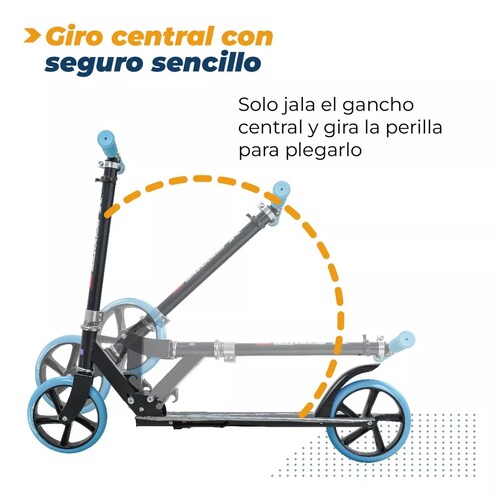 Scooter Mono Patin Del Diablo Ajustable Jovenes Adultos Azul/Negro