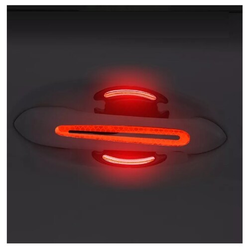 Protector Manijas Exterior 4 Puertas Tipo Fibra De Carbono Rojo