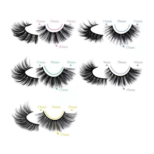 20 Pares De Pestañas Postizas 3d Mixtas Visón Natural Ojos