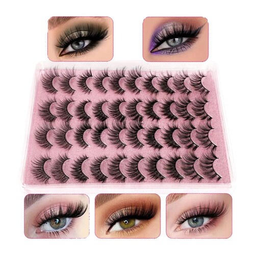 20 Pares De Pestañas Postizas 3d Mixtas Visón Natural Ojos
