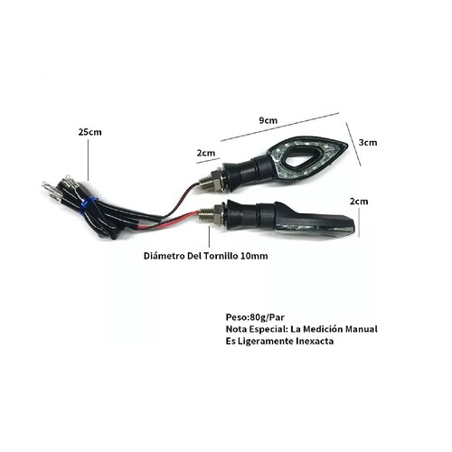 Par Luces Led Direccionales Moto Ahuecar Laterales 2pz  Rojo
