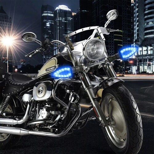 Par Luces Led Direccionales Moto Ahuecar Laterales 2pz Azul