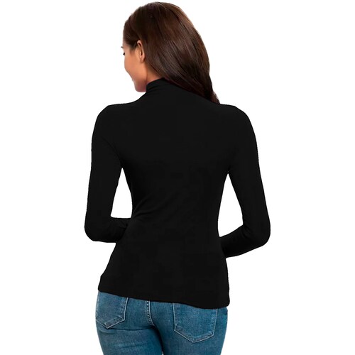 Blusa Termica  Mujer, Color Negro, Manga Larga, Unitalla, Cuello Alto, Playera, Casual, Basica, Camiseta, Uso Diario