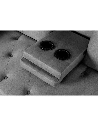 Sofá Cama De Lino Gris Claro Con Portavasos Modelo Caroli Makora.