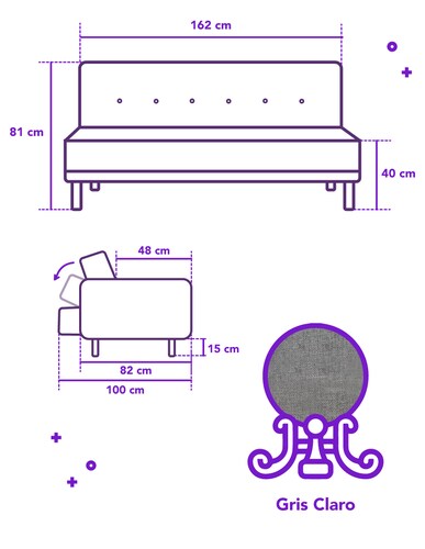 Sofá Cama De Lino Gris Claro Con Portavasos Modelo Caroli Makora.