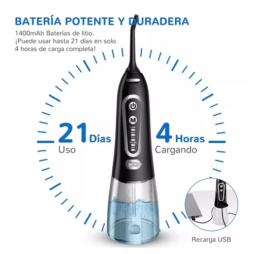 Irrigador Bucal Portátil Limpiador De Dientes Recargable