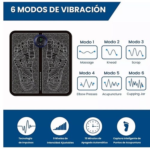 Ems Masajeador De Pies Eléctrico Con 6 Modos 9 Intensidades