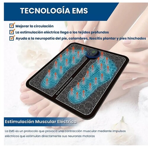 Ems Masajeador De Pies Eléctrico Con 6 Modos 9 Intensidades