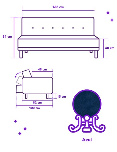 Sofá Cama De Lino Azul  Modelo Calia Sofantastico 