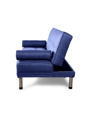 Sofá Cama De Lino Azul  Modelo Calia Sofantastico 