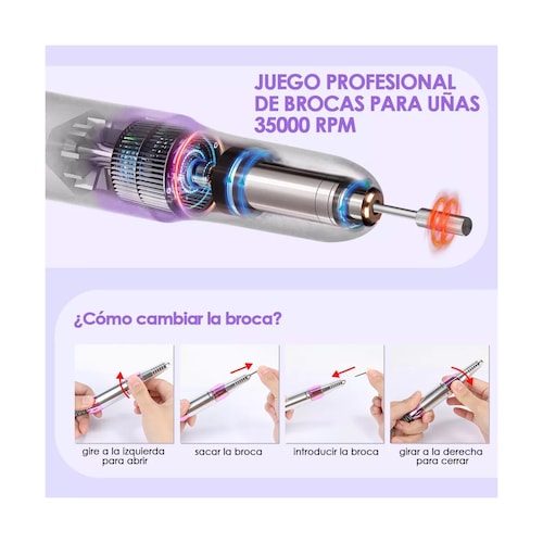 Pulidor Esmeril Uñas Profesional Manicure 35000 Rpm Metal