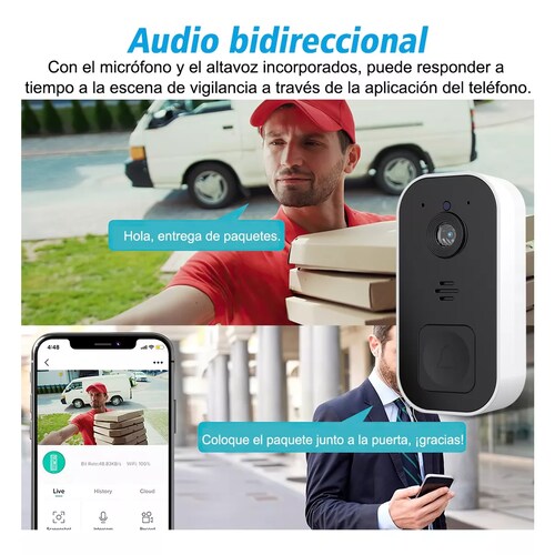 Timbre Inalámbrico Wifi Impermeable Con Cámara Impermeable