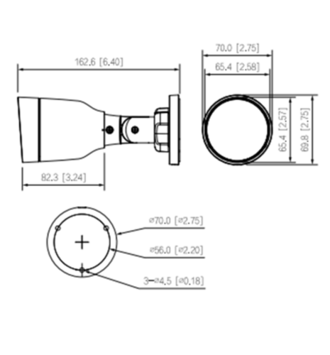Cámara IP tipo bala DAHUA IPC-HFW1431S1-A-S4  104 Grados Apertura Microfono Integr Exterior IP67 4 Mp.
