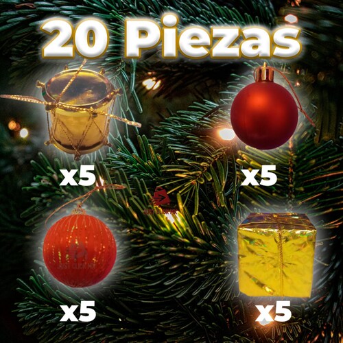 Caja 20 Adornos Colgantes Para Árbol Navidad
