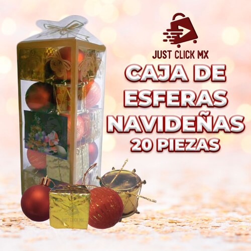 Caja 20 Adornos Colgantes Para Árbol Navidad