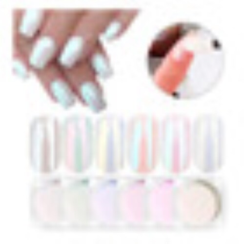 Polvo Para Uñas Efecto Aurora Decoración + Aplicado 6 Piezas 