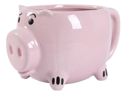  Taza Cerámica Puerquito Cerdito 400 ml, Color Rosa 