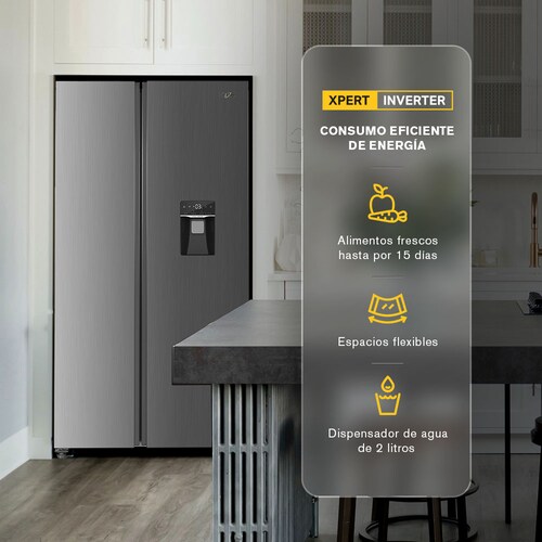 Refrigerador Xpert Inverter Side by Side con dispensador de agua WD1610S Whirlpool