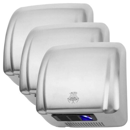 Secadores de Mano para Hoteles MXSVI-003-4 3 Pzas Plata Mate con Sensor 20cm 2100W 110130V 60Hz 8A Tiempo de Secado 12 a 15 seg, DrySilver