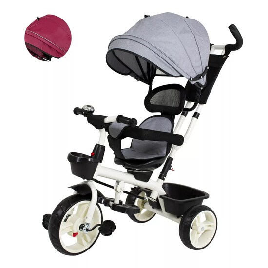 Triciclo Carriola Coche Triciclo Para Bebes Triciclo Bicicleta Carriola  Paseo Bebes 2-6 Años Asiento 360 Color Gris