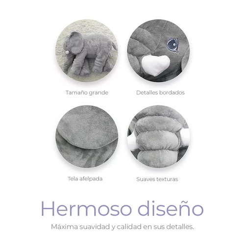 Peluche Grande Elefante Almohada Juguete Niños Y Bebes 60cm